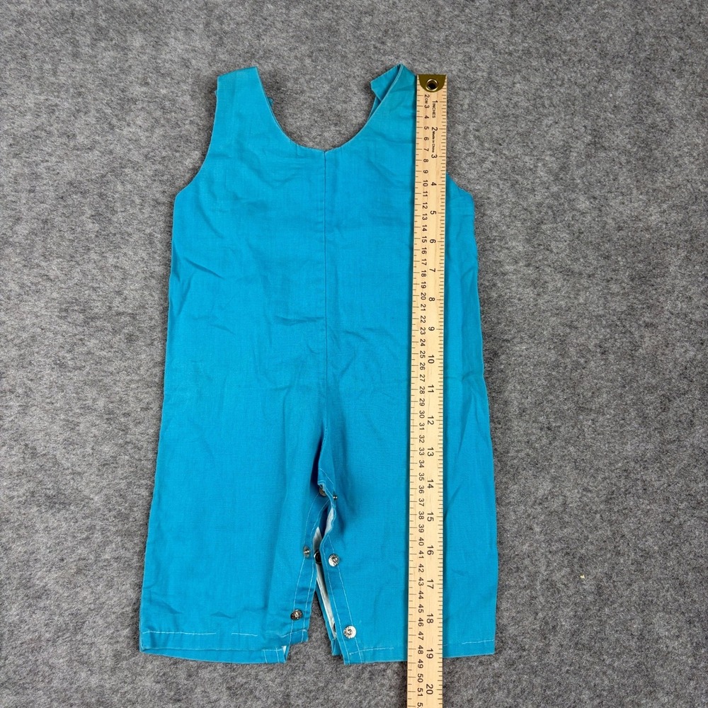 Romper Baby Teal Blue Hello World Stork Embroidery Vintage Surf Preppy 80s 90s - Picture 8 of 10
